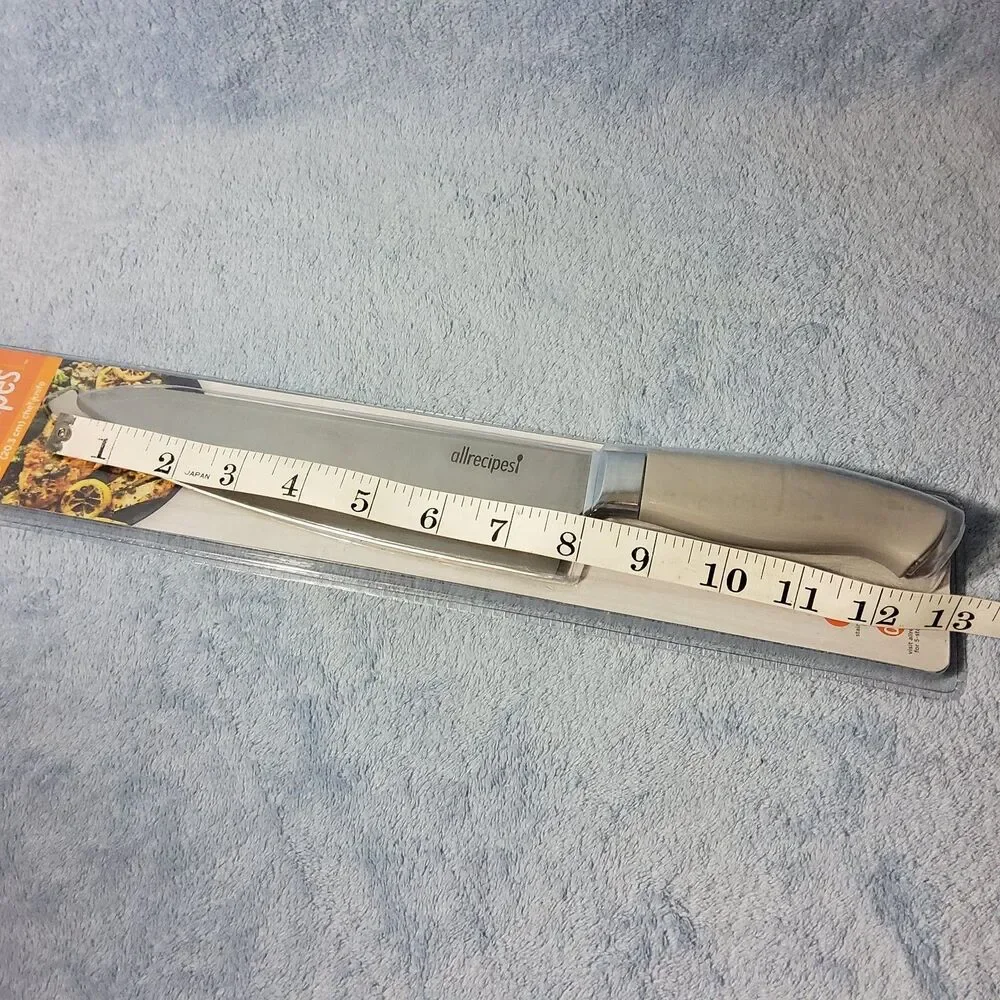 New Allrecipes 8 Inch Chef Knife Stainless Steel Beige Off White Handle NIP